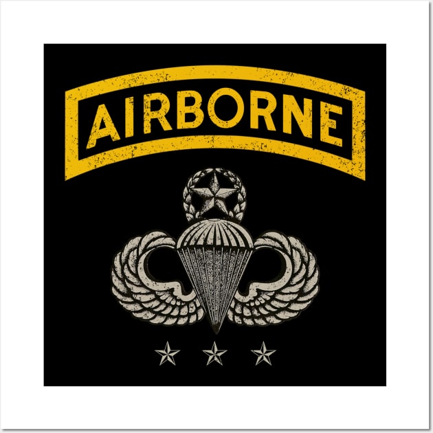 Airborne Paratrooper T-shirt Yellow Jump Wings Airborne Tab Wall Art by floridadori